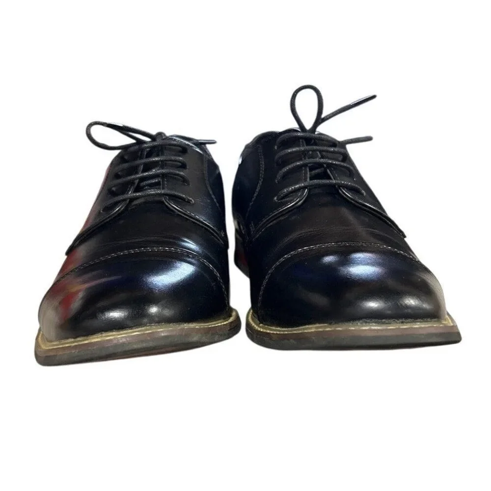 Bruno Marc Mens Size 10.5 Black Faux Leather Lace Up Prince Classic Oxford Shoes